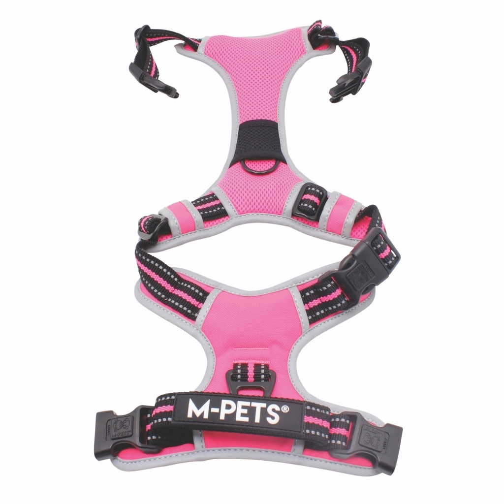 M-Pets Hiking Reflektörlü Köpek Göğüs Tasması (Pembe) [M]