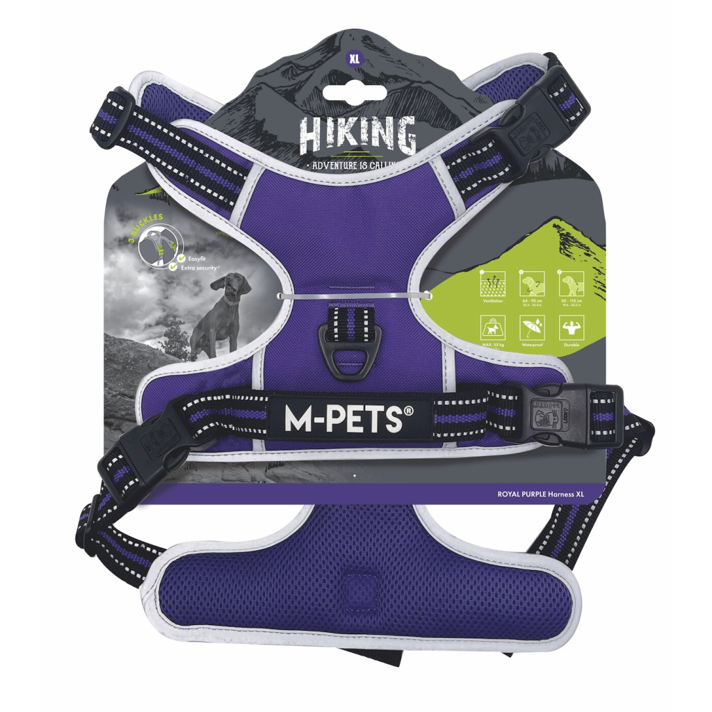 M-Pets Hiking Reflektörlü Köpek Göğüs Tasması (Mor) [XL]