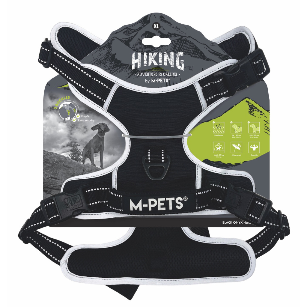 M-Pets Hiking Reflektörlü Köpek Göğüs Tasması (Siyah) [XL]
