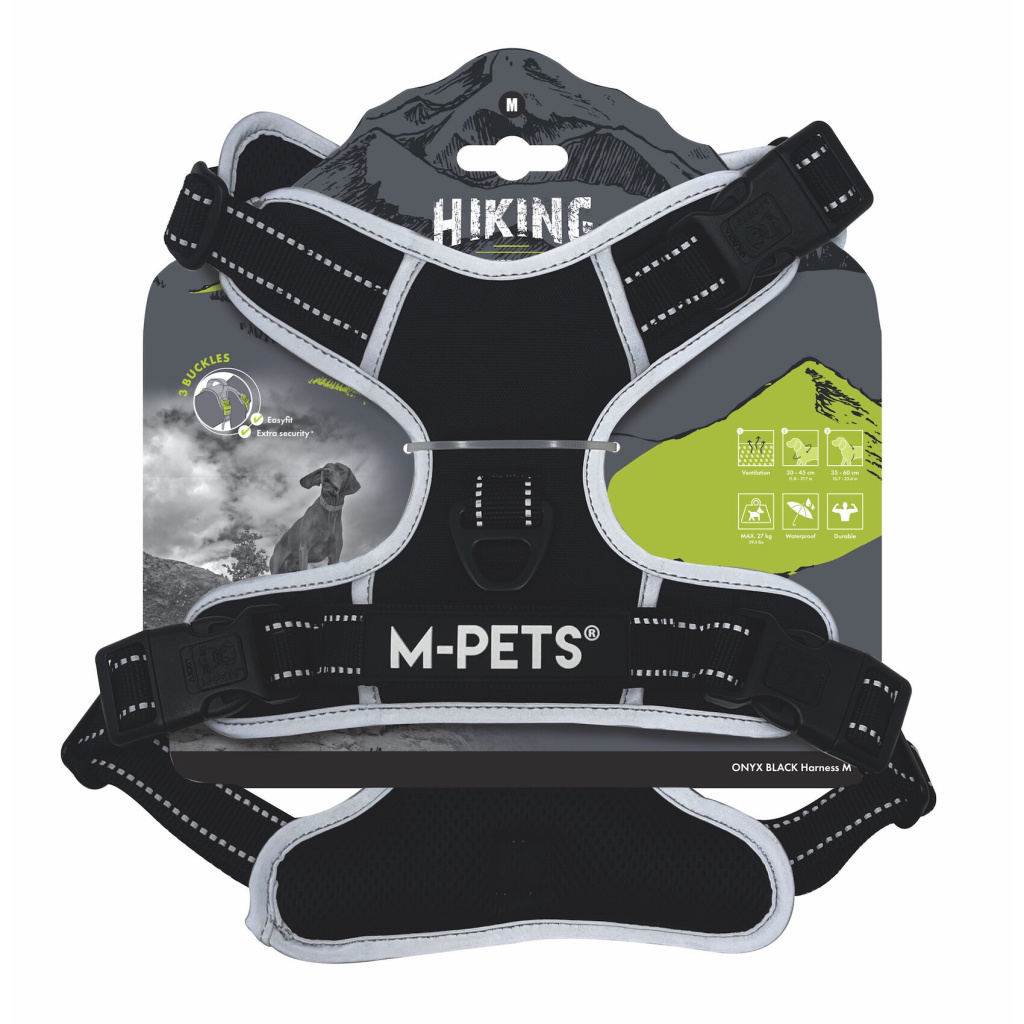 M-Pets Hiking Reflektörlü Köpek Göğüs Tasması (Siyah) [M]