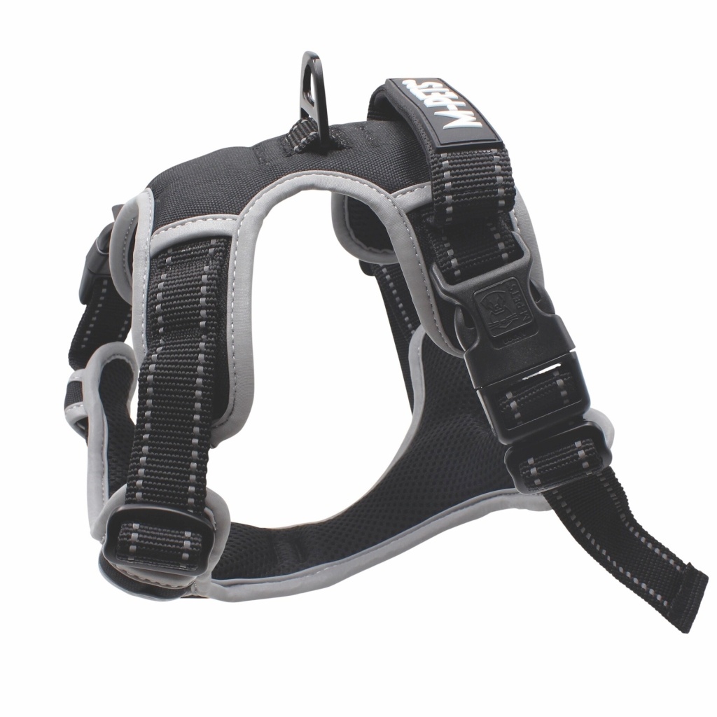 M-Pets Hiking Reflektörlü Köpek Göğüs Tasması (Siyah) [M]