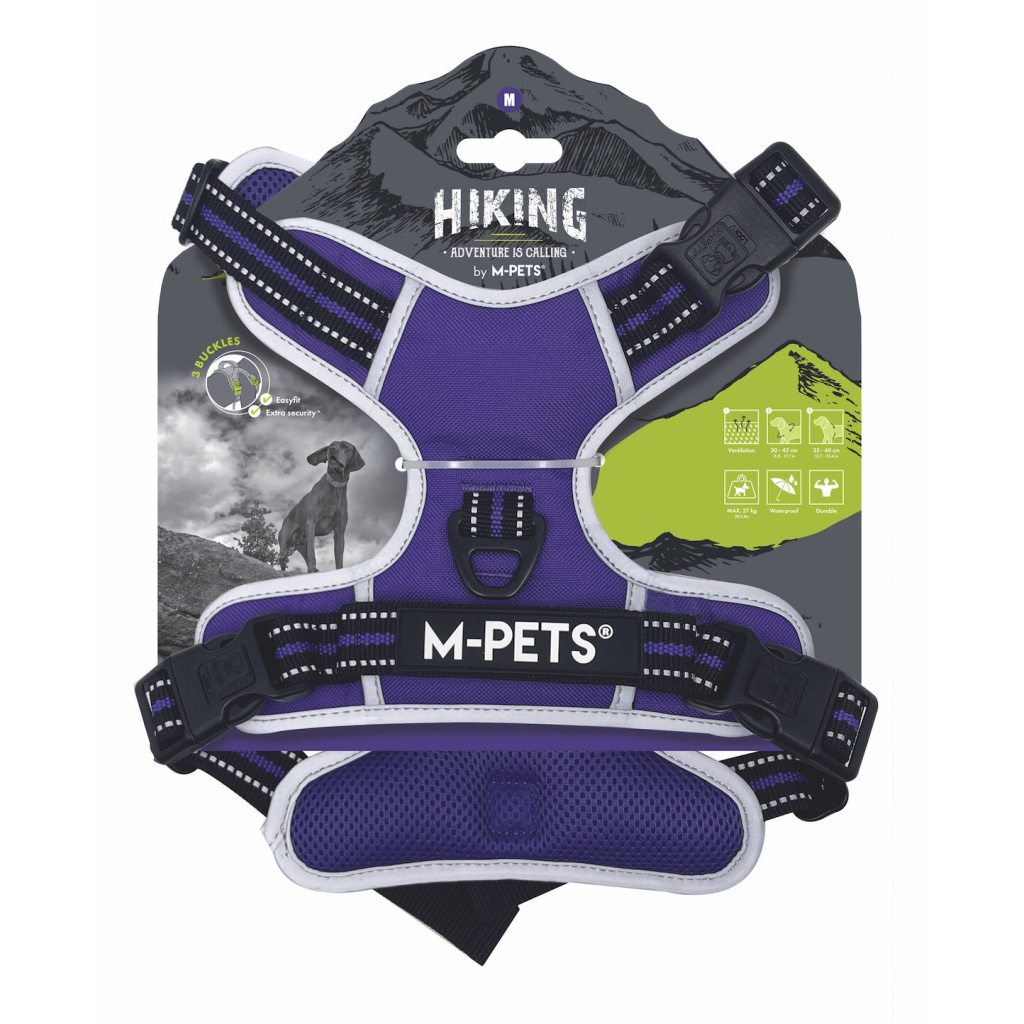 M-Pets Hiking Reflektörlü Köpek Göğüs Tasması (Mor) [M]