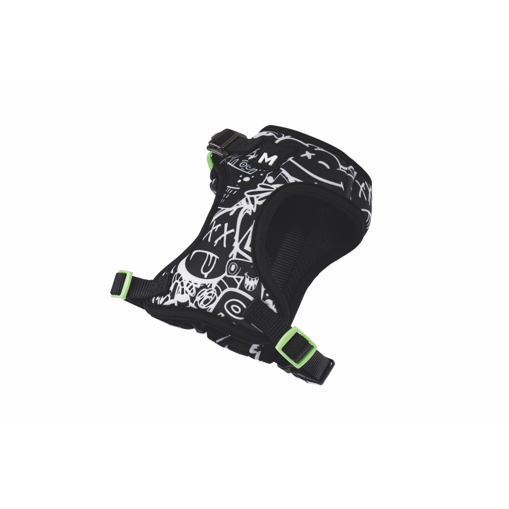 M-Pets Urban Style Easy Fit Köpek Göğüs Tasması 38-65cm (Siyah-Beyaz) [M]