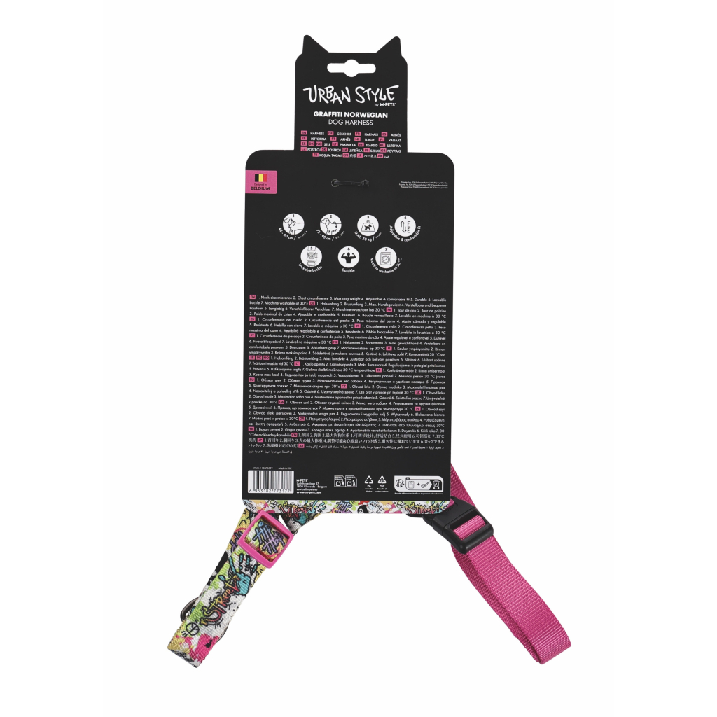 M-Pets Urban Style Graffiti Norwegian Köpek Göğüs Tasması 48-95cm [L]