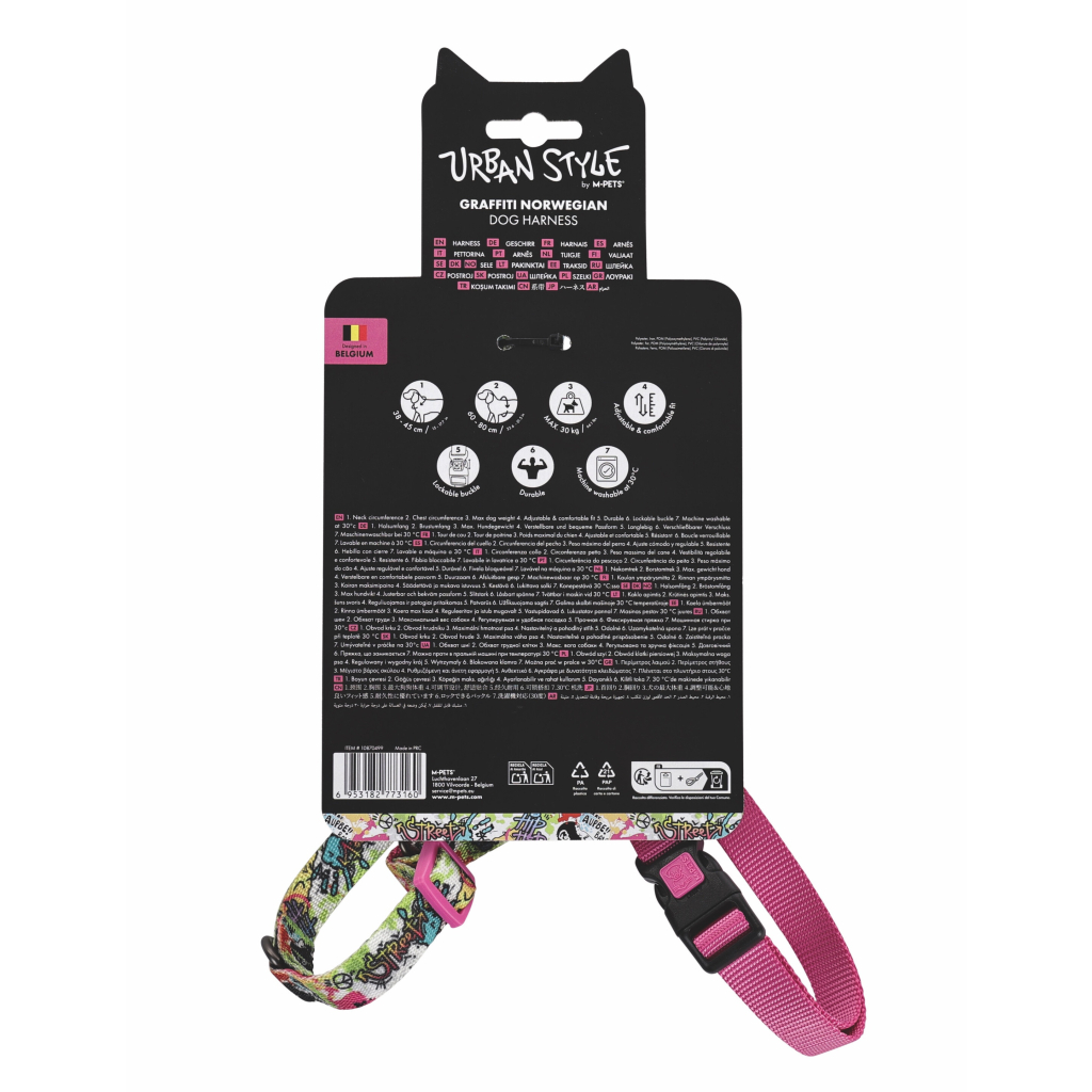 M-Pets Urban Style Graffiti Norwegian Köpek Göğüs Tasması 38-80cm [M]