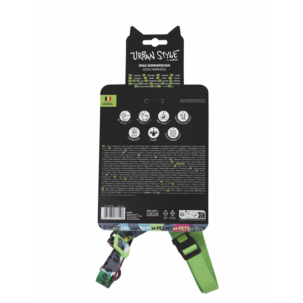 M-Pets Urban Style Dna Norwegian Köpek Göğüs Tasması 38-80cm [M]
