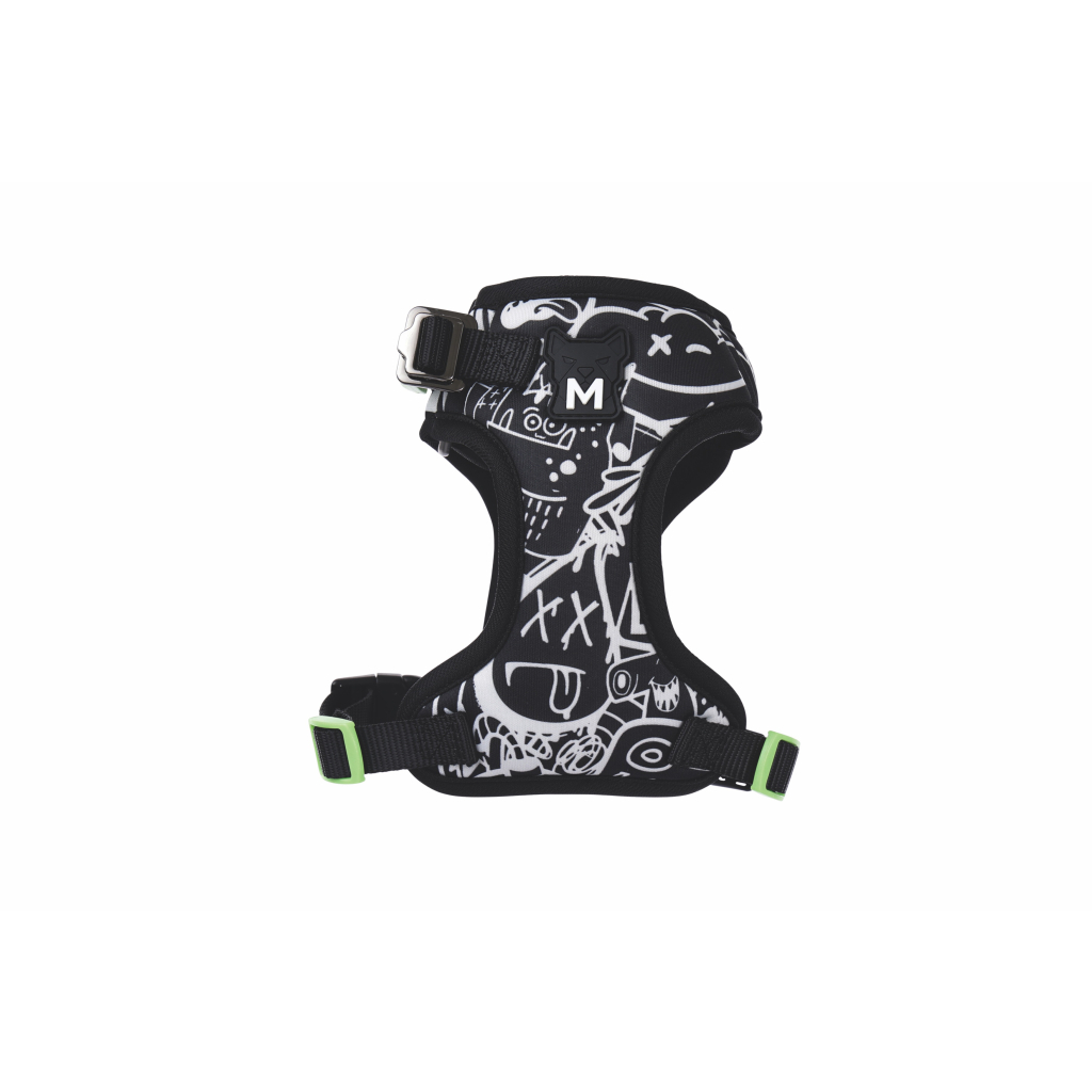 M-Pets Urban Style Easy Fit Köpek Göğüs Tasması 28-51cm (Siyah-Beyaz) [S]