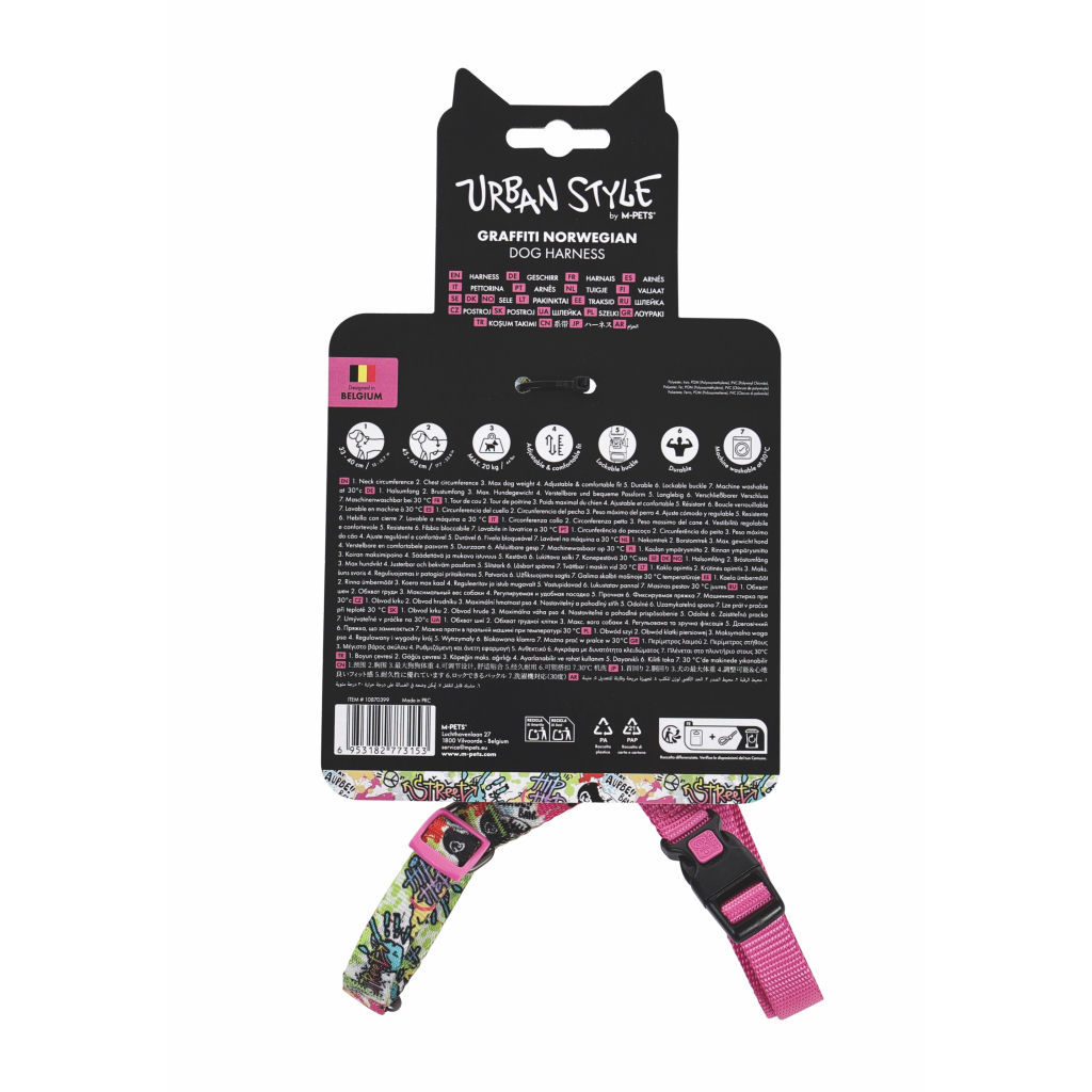 M-Pets Urban Style Graffiti Norwegian Köpek Göğüs Tasması 33-60cm [S]