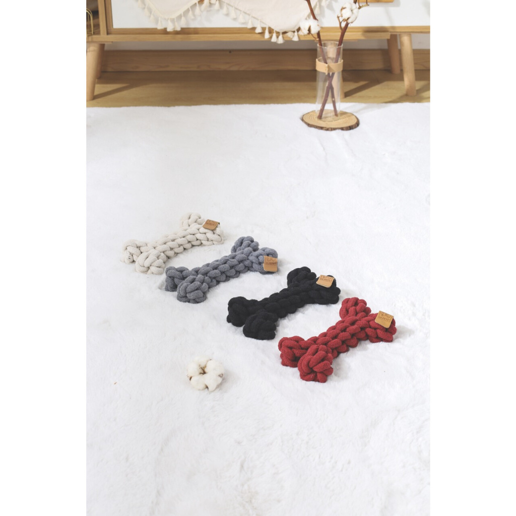 M-Pets Örgü Kemik Köpek Oyuncağı 19x12x5cm (Gri)