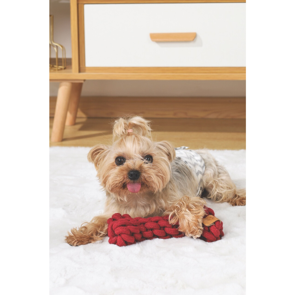 M-Pets Örgü Kemik Köpek Oyuncağı 19x12x5cm (Kırmızı)