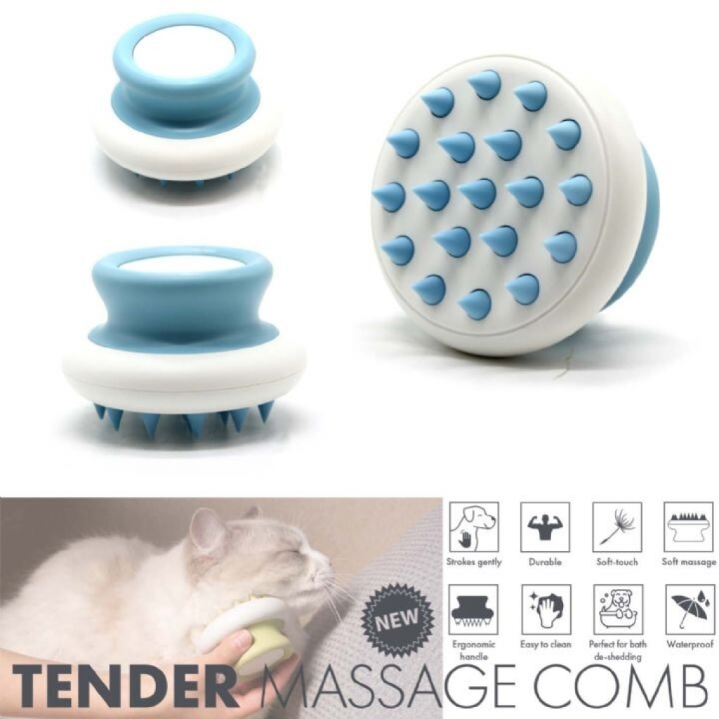 M-Pets Kedi ve Köpekler için Masaj Fırçası 8x5,4cm (Mavi)