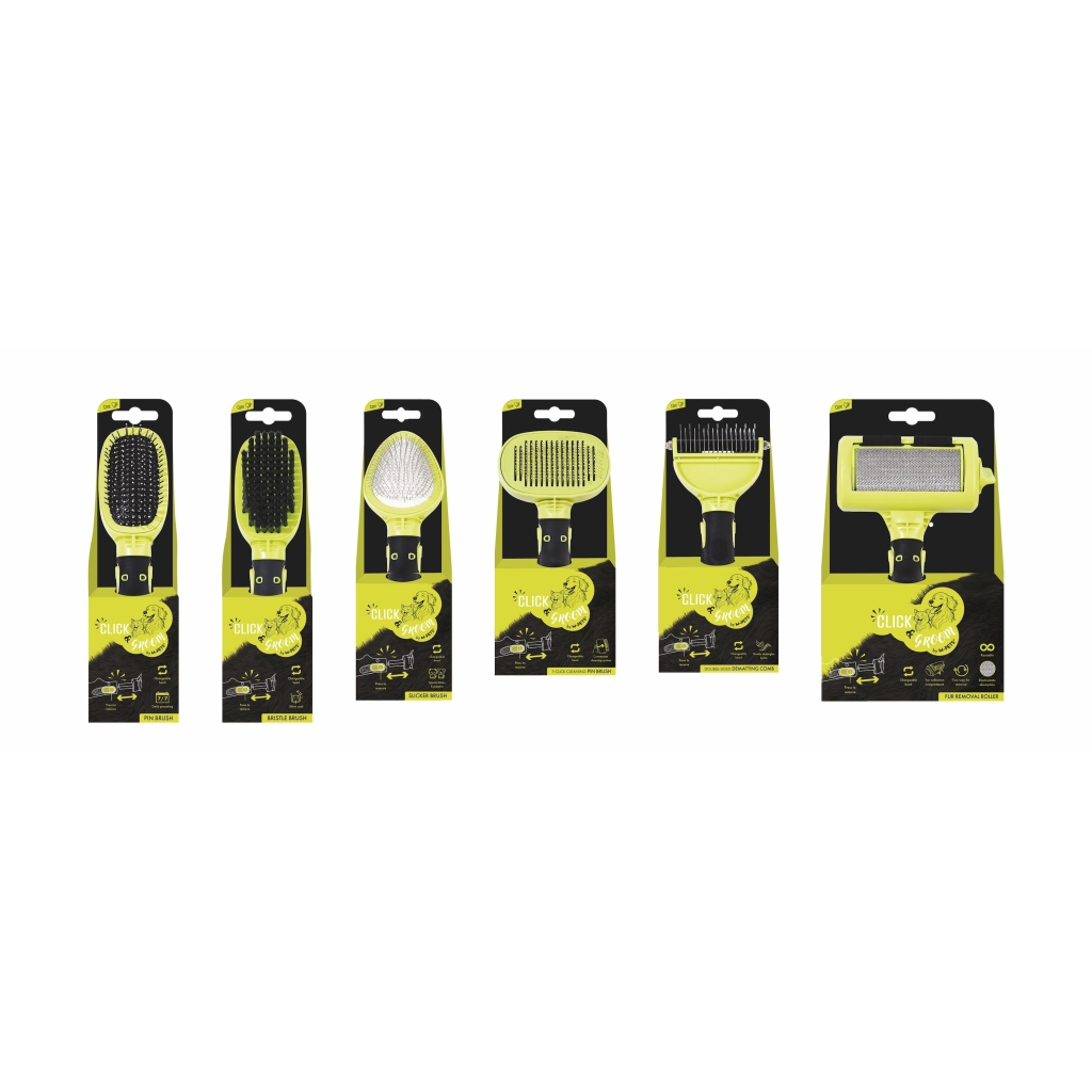 M-Pets Click and Groom Kedi ve Köpekler İçin Basmalı Masaj Uçlu Fırça 19,2x9x5,5cm