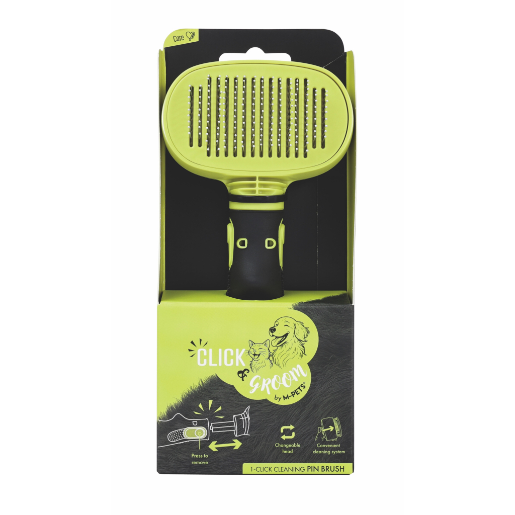 M-Pets Click and Groom Kedi ve Köpekler İçin Basmalı Masaj Uçlu Fırça 19,2x9x5,5cm