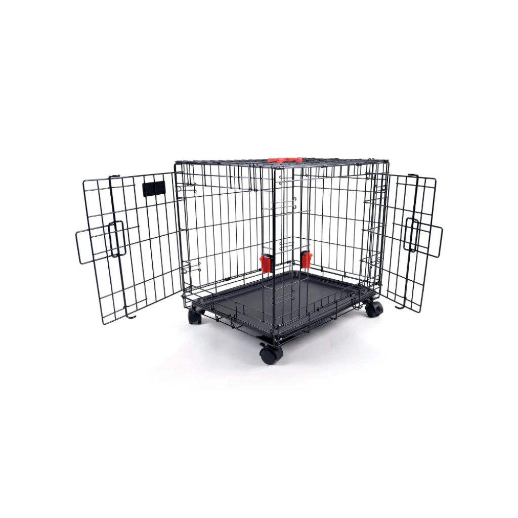 M-Pets Voyager Tekerlekli 2 Kapılı Köpek Kafesi 106x71x76cm (Siyah) [XL]