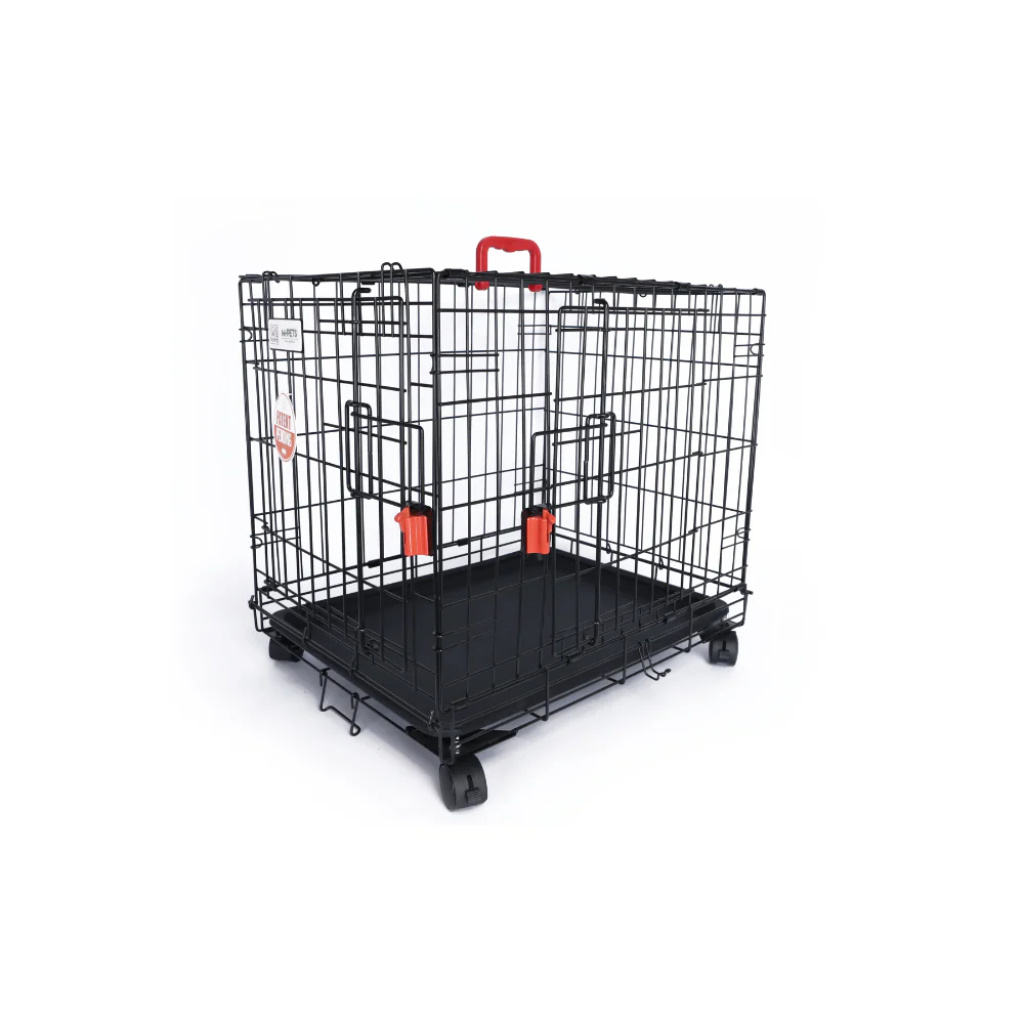 M-Pets Voyager Tekerlekli 2 Kapılı Köpek Kafesi 76x48x53cm (Siyah) [M]