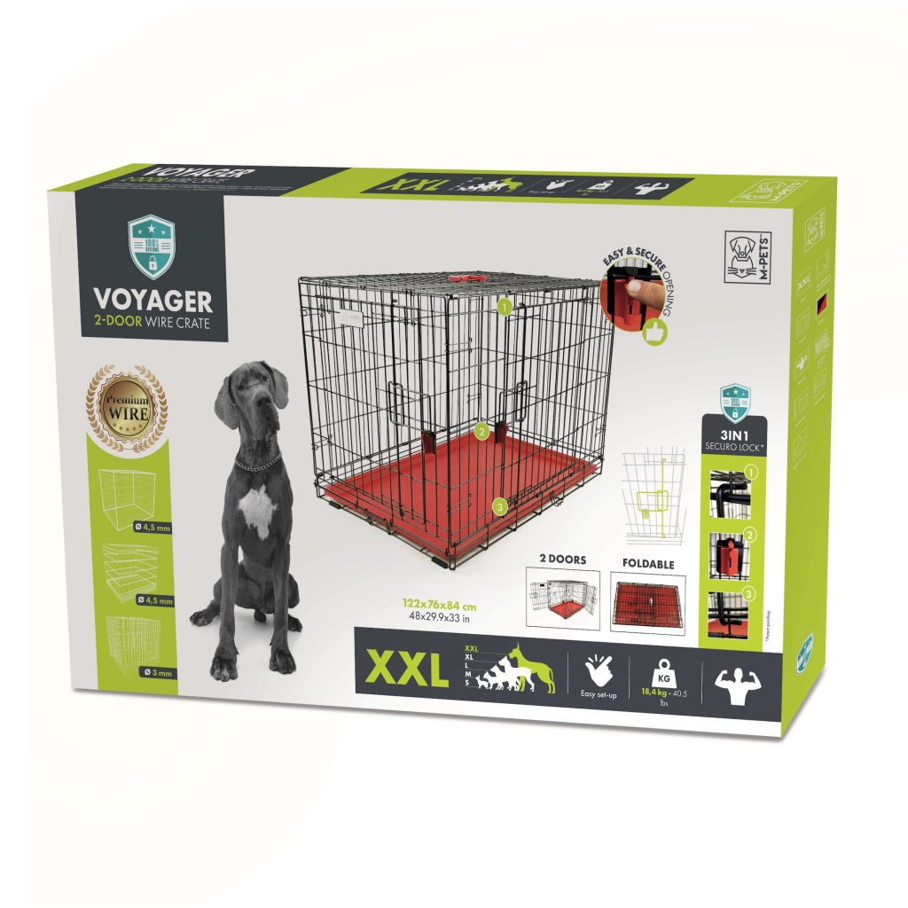 M-Pets Voyager 2 Kapılı Köpek Kafesi 122x76x84cm (Kırmızı) [XXL]