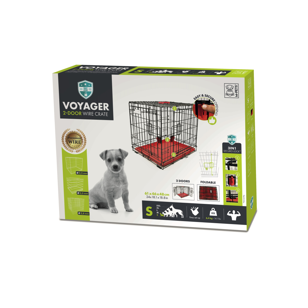 M-Pets Voyager 2 Kapılı Köpek Kafesi 61x46x48cm (Kırmızı) [S]