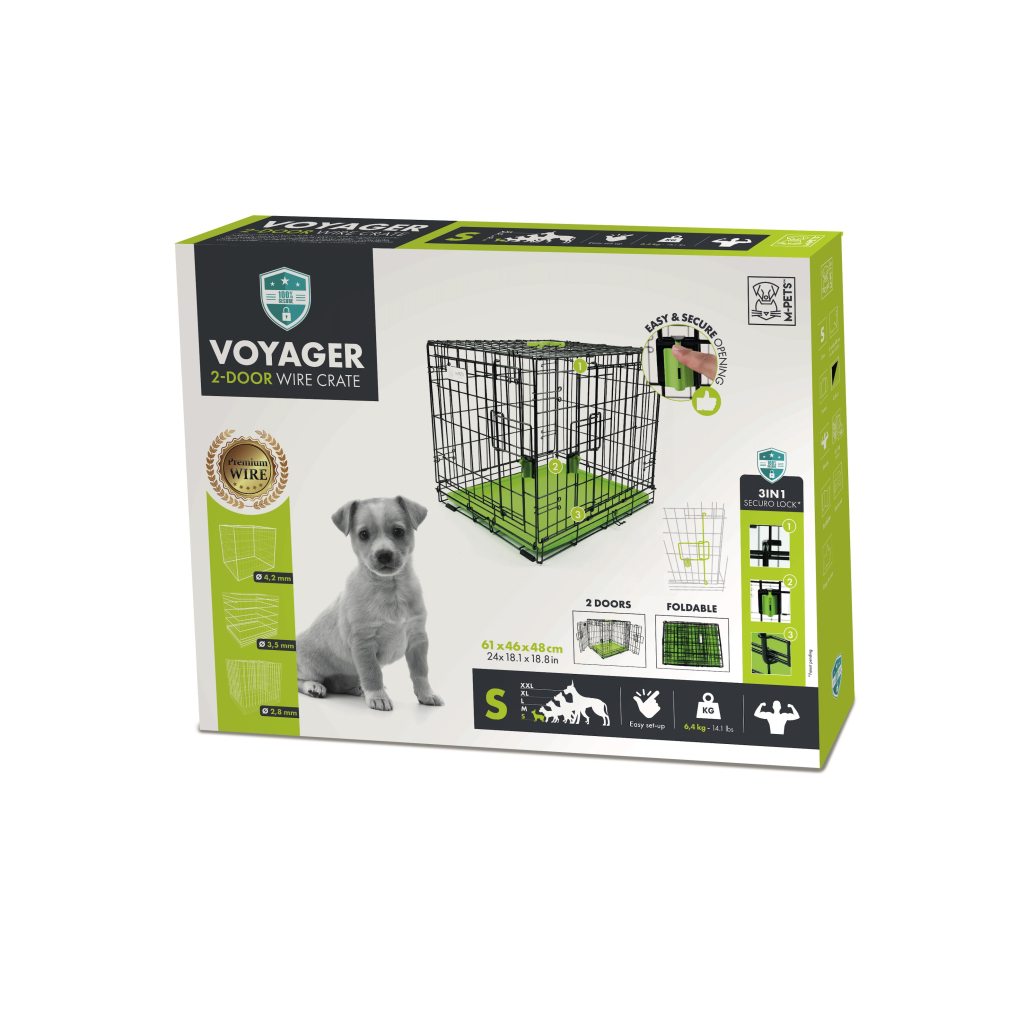 M-Pets Voyager 2 Kapılı Köpek Kafesi 61x46x48cm (Yeşil) [S]