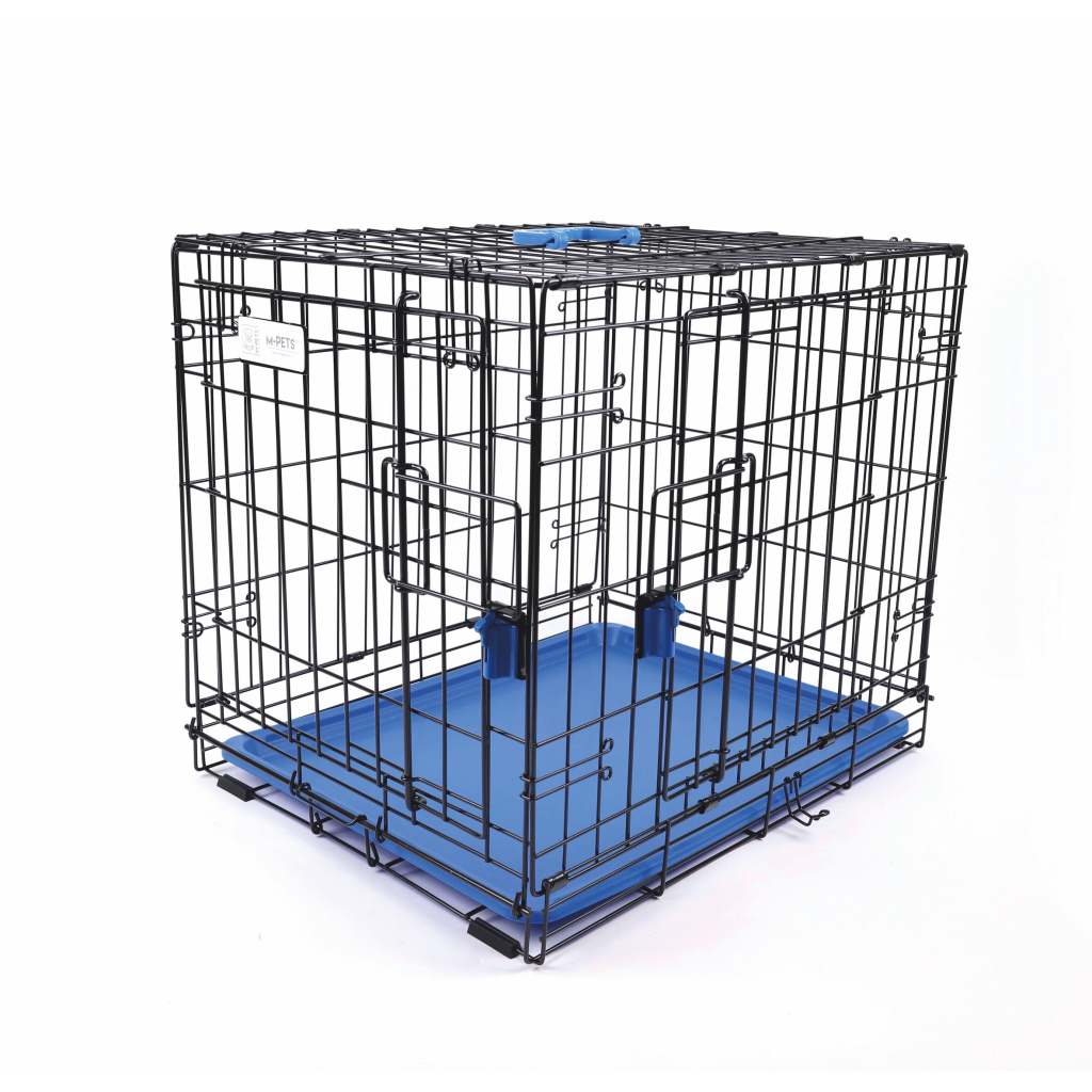 M-Pets Voyager 2 Kapılı Köpek Kafesi 91x58x63cm (Mavi) [L]