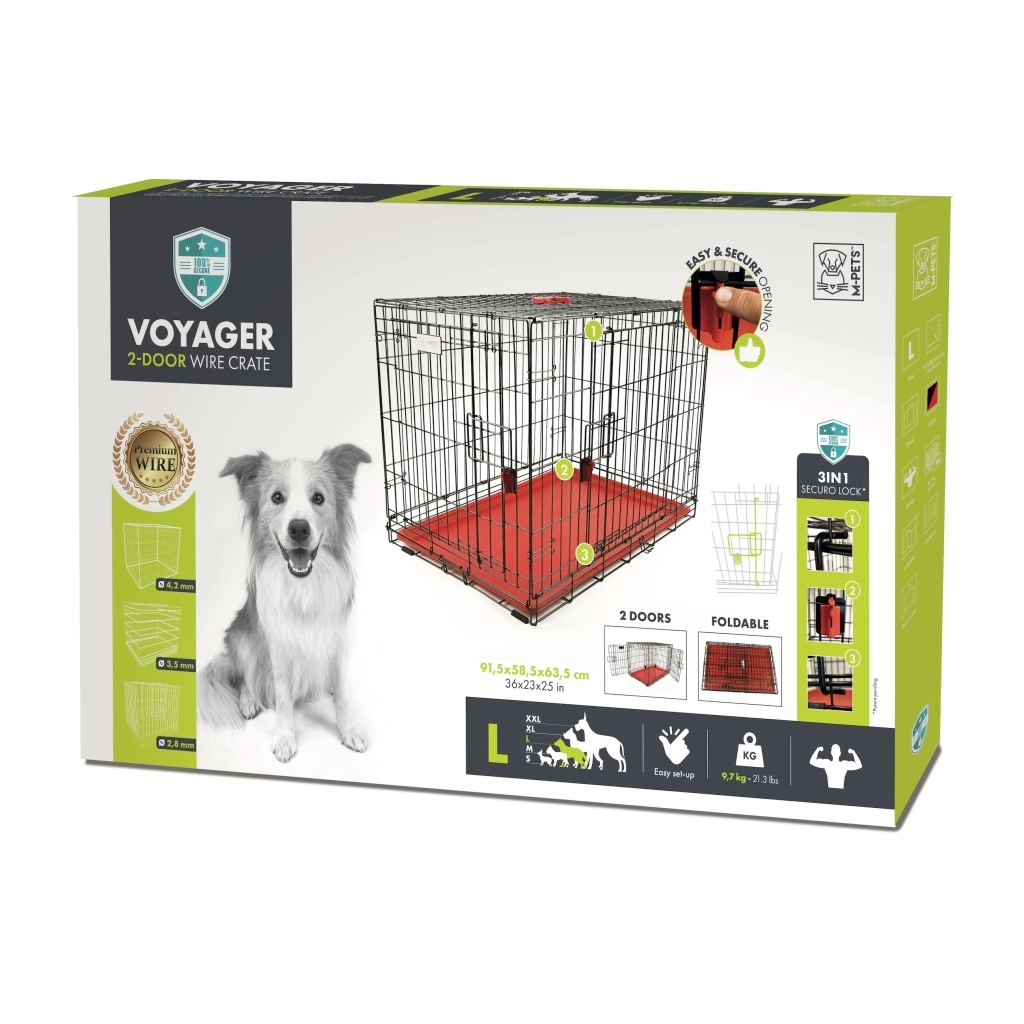 M-Pets Voyager 2 Kapılı Köpek Kafesi 91x58x63cm (Kırmızı) [L]