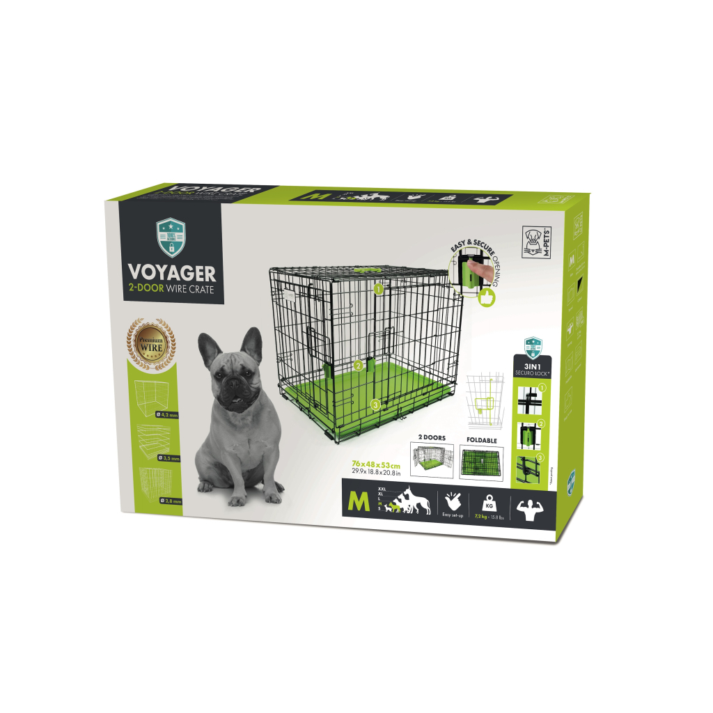 M-Pets Voyager 2 Kapılı Köpek Kafesi 76x48x53cm (Yeşil) [M]