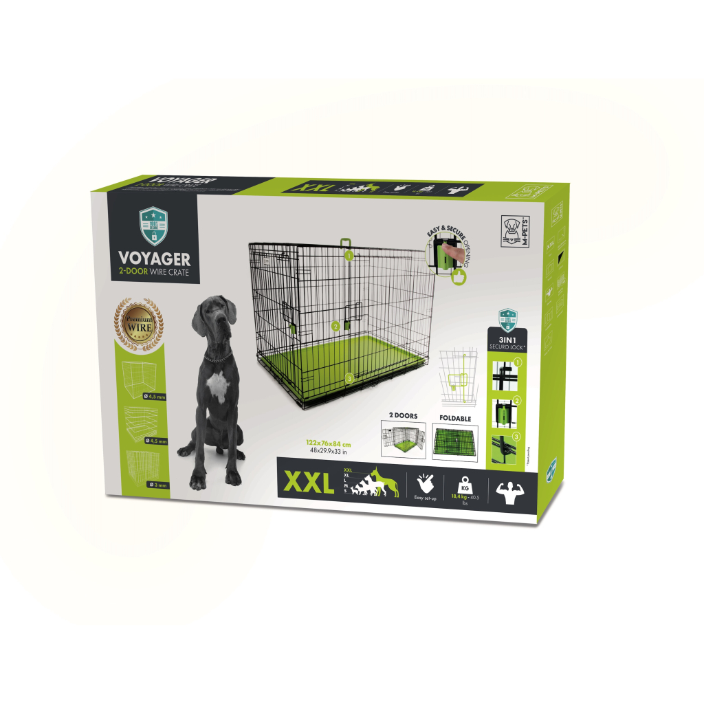 M-Pets Voyager 2 Kapılı Köpek Kafesi 122x76x84cm (Yeşil) [XXL]