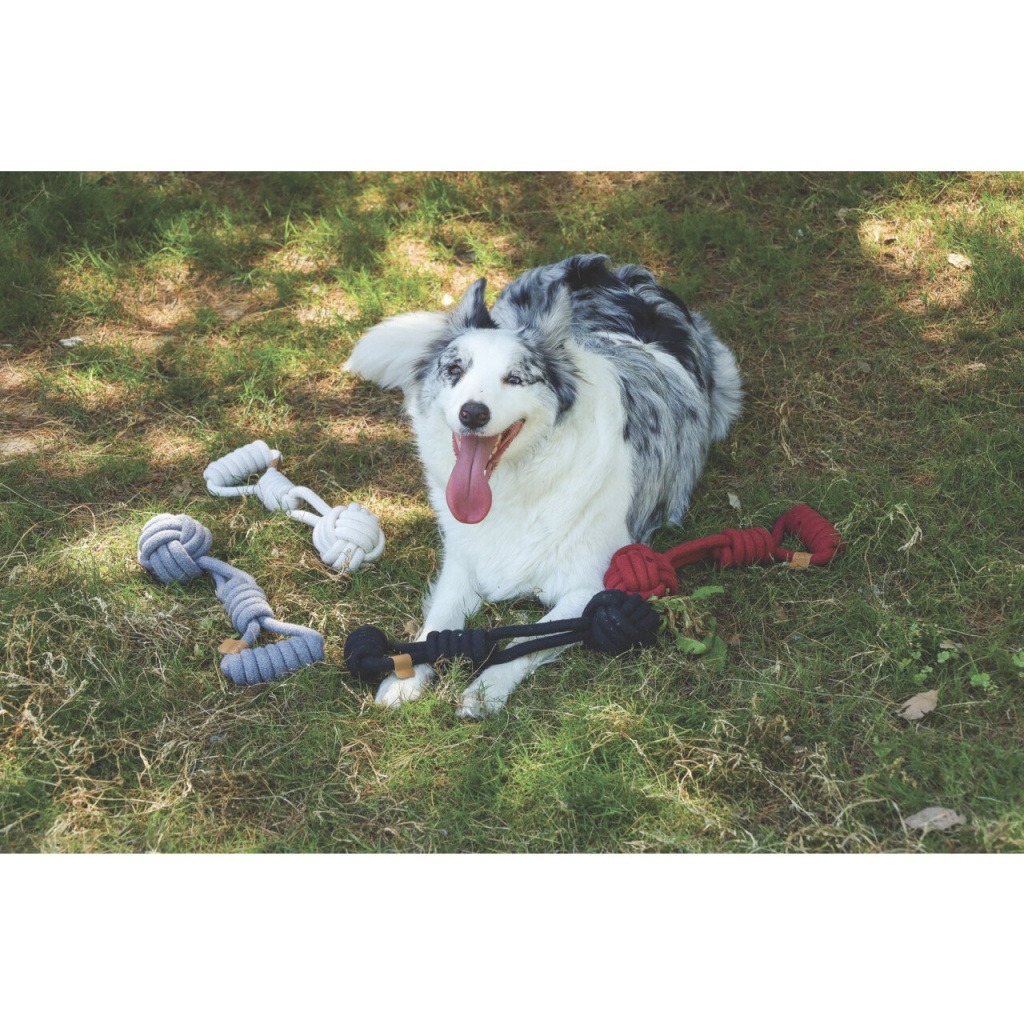 M-Pets Çekmeli Örgü Top Köpek Oyuncağı 36x9cm (Kırmızı)