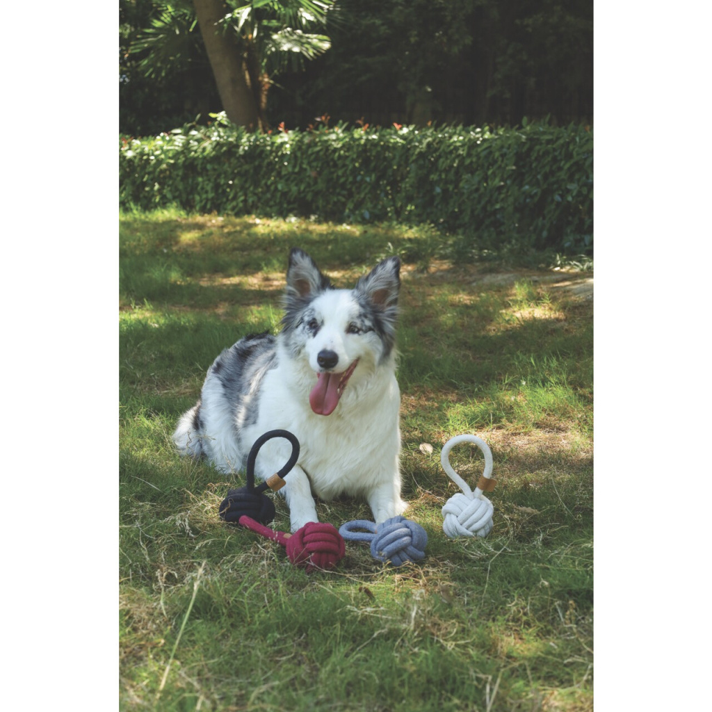 M-Pets Çekmeli Örgü Top Köpek Oyuncağı 8cm (Gri)