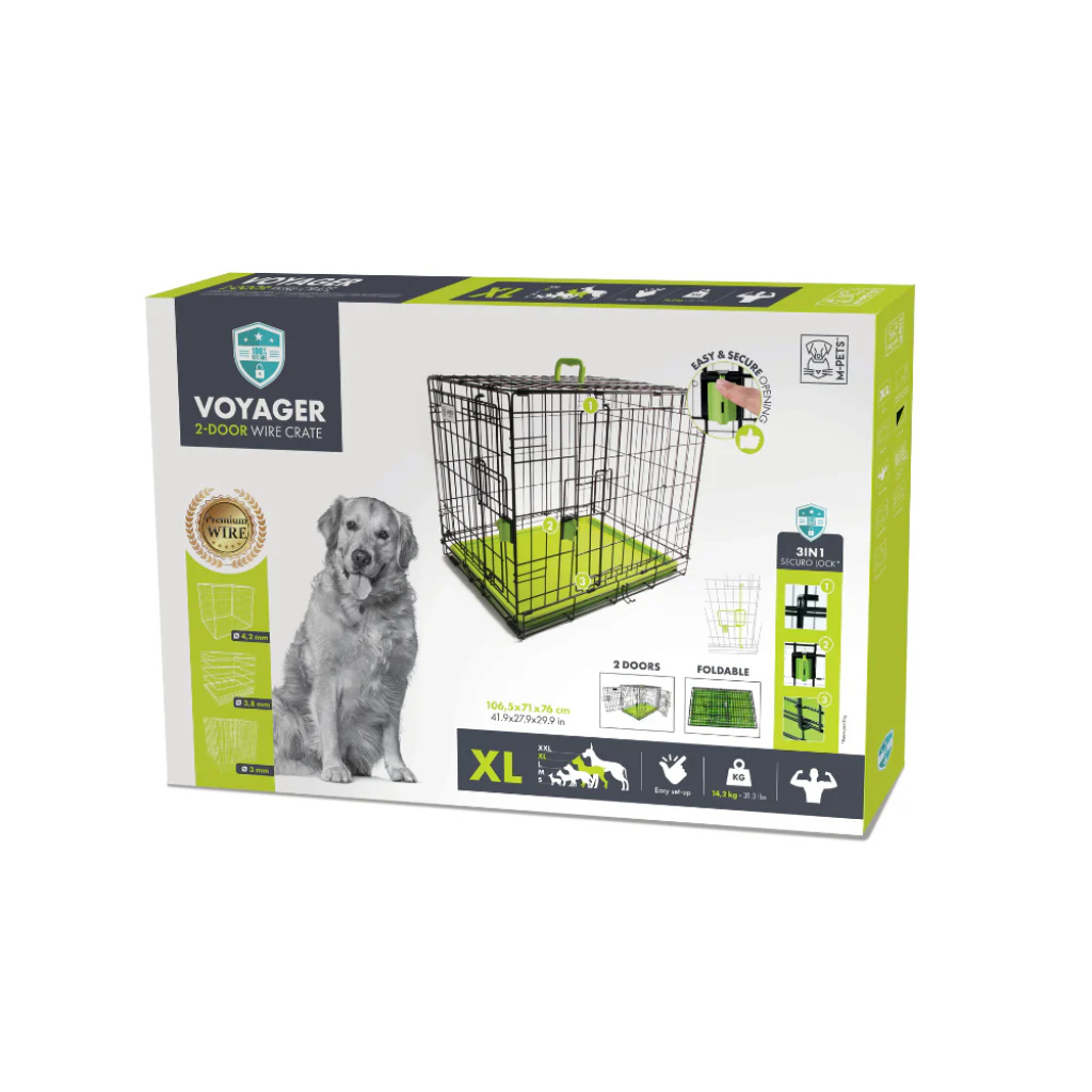 M-Pets Voyager 2 Kapılı Köpek Kafesi 106x71x76cm (Yeşil) [XL]