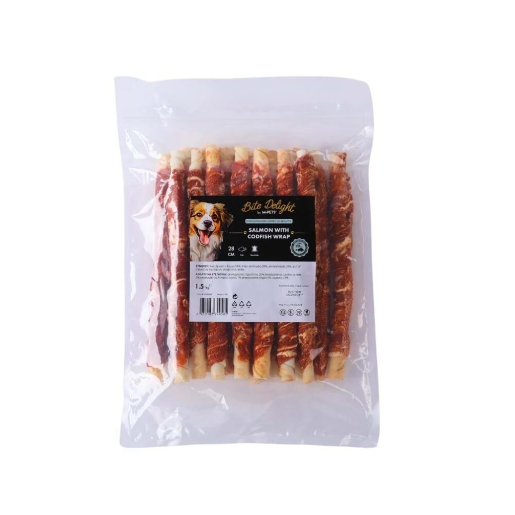 M-Pets Bite Delight Somon ve Morina Balıklı Köpek Ödül Maması 2kg (28cm)