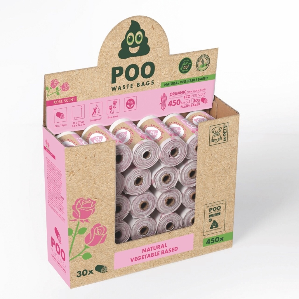 M-Pets Poo Gül Kokulu Köpek Dışkı Poşeti 22x32cm (30'lu)
