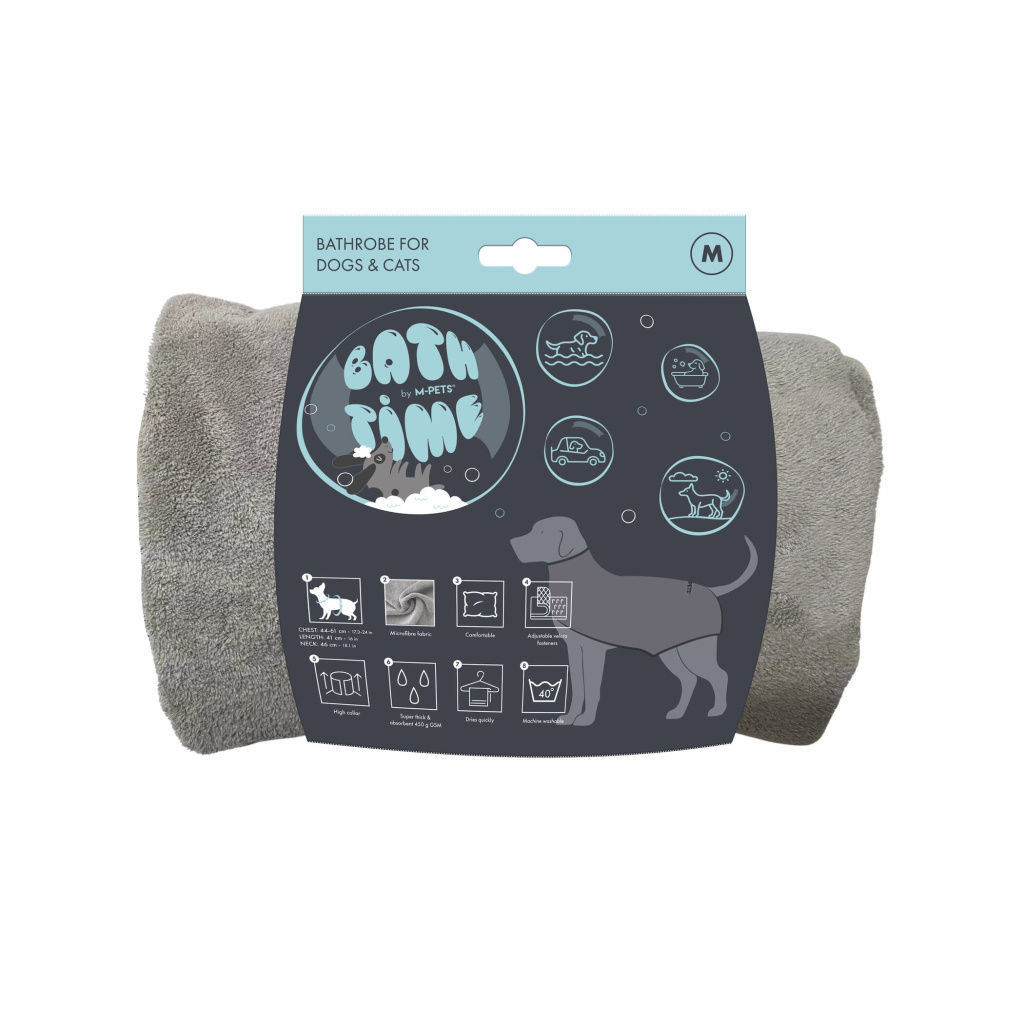M-Pets Bath Time Köpek Bornozu 44–61cm [M]