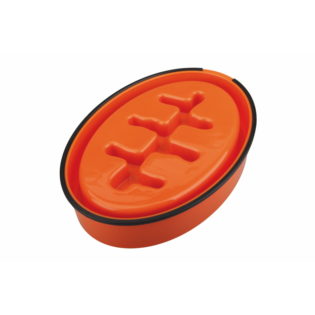 M-Pets Fishbone Yavaş Beslenme Mama Kabı 1200ml 27,5x19,7x6cm (Turuncu)