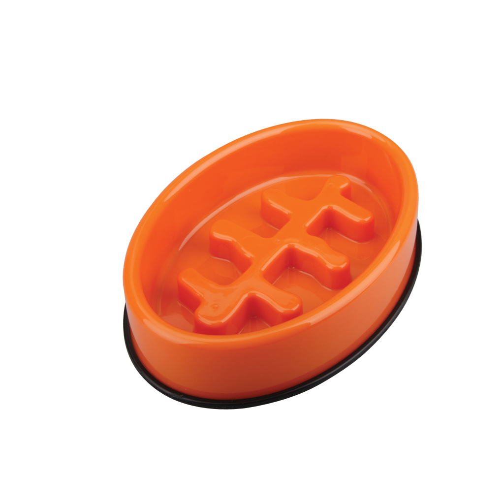 M-Pets Fishbone Yavaş Beslenme Mama Kabı 1200ml 27,5x19,7x6cm (Turuncu)