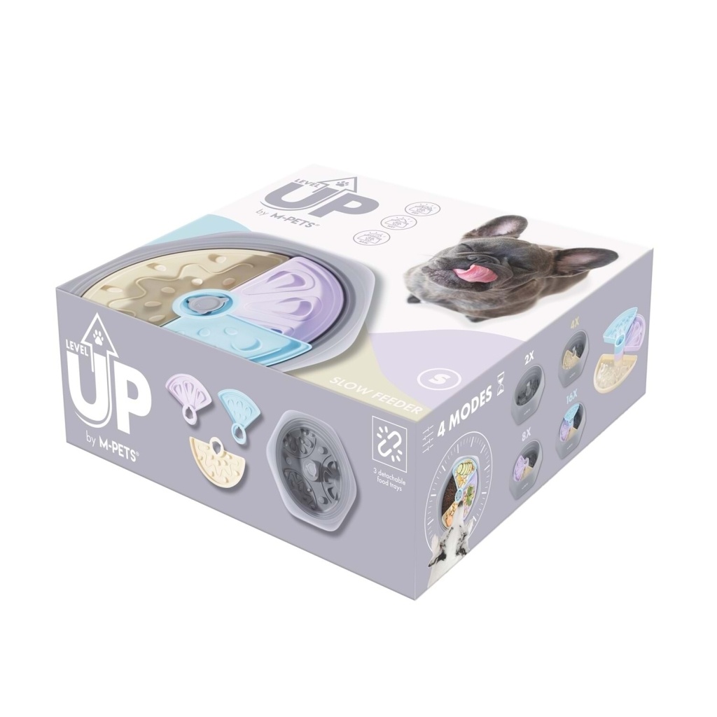 M-Pets Level Up Köpekler için Ayarlanabilir Yavaş Beslenme Kabı 26,2x26,2x8,6cm [S]