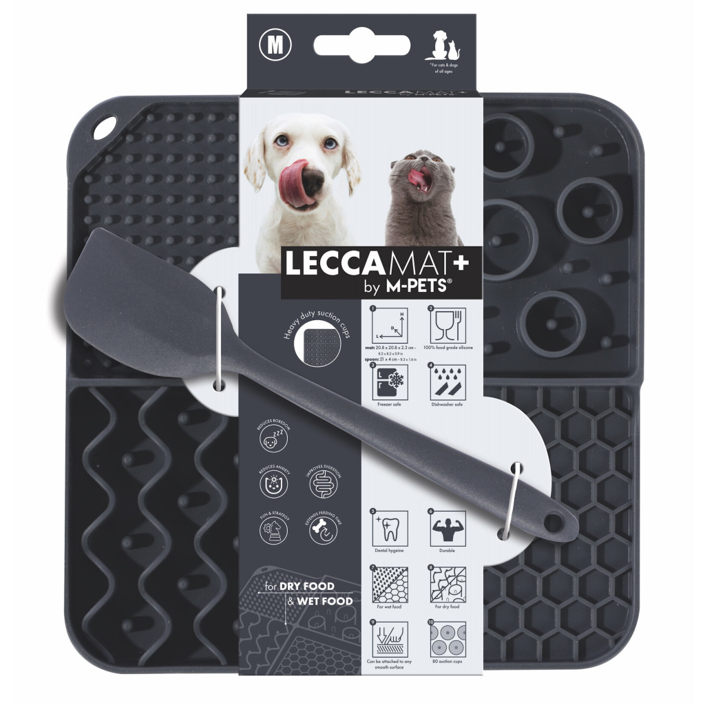 M-Pets Lecca Kedi ve Köpekler için Kaşıklı Yavaş Beslenme Ödül Matı 20,8x20,8 (Siyah) [M]