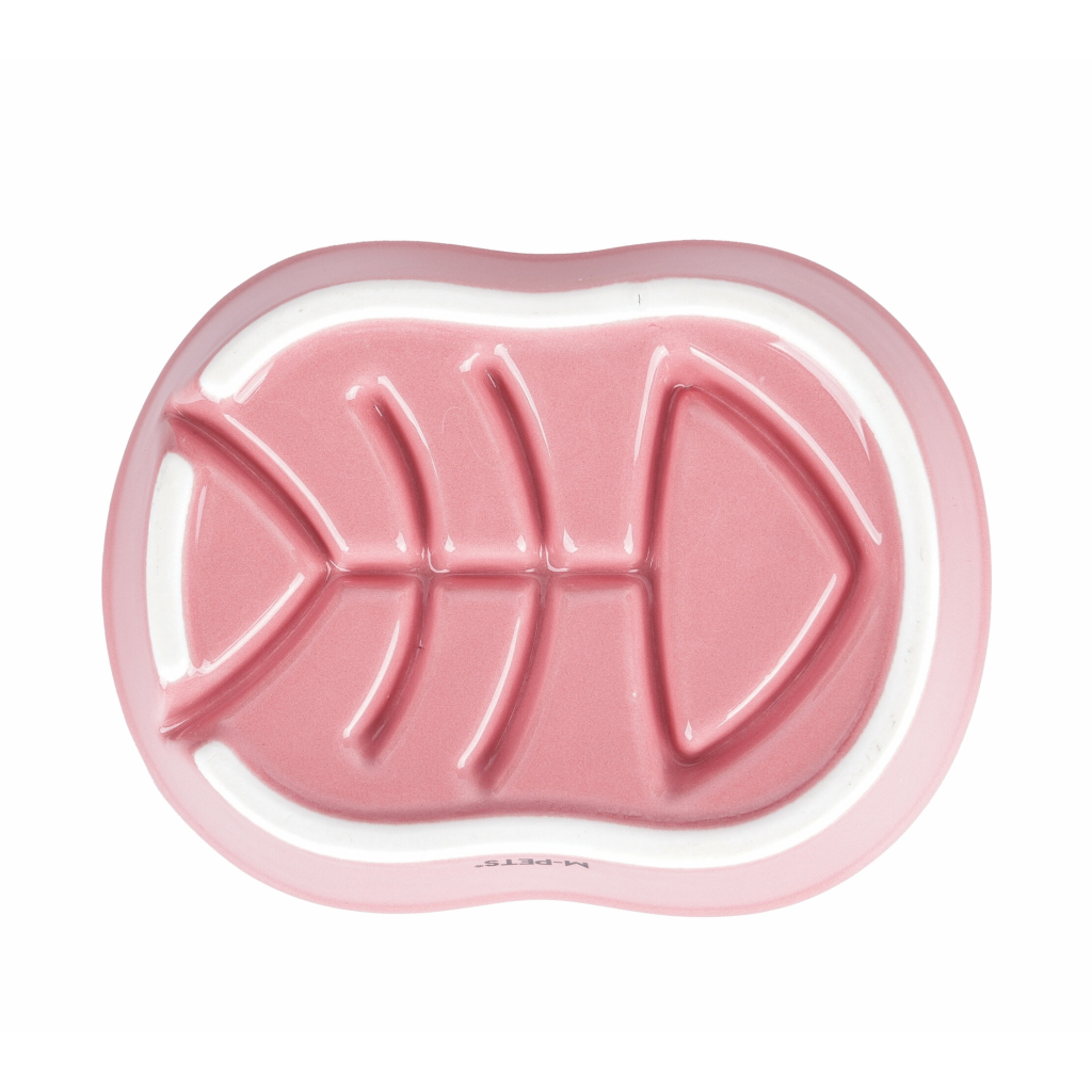 M-Pets Serene Balıklı Seramik Yavaş Yeme Mama Kabı 240ml (Pembe)