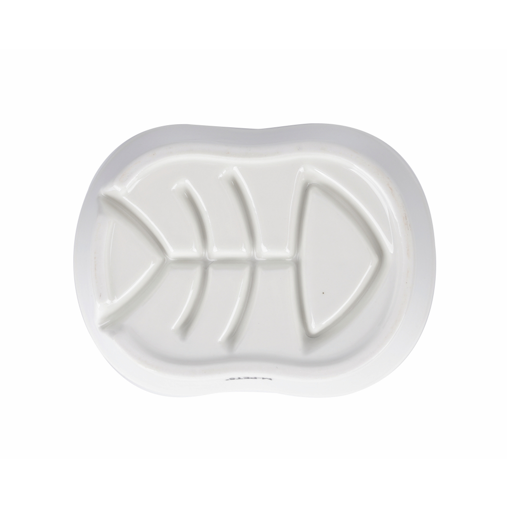 60532417 M-Pets Serene Balıklı Seramik Yavaş Yeme Mama Kabı 240ml (Beyaz)