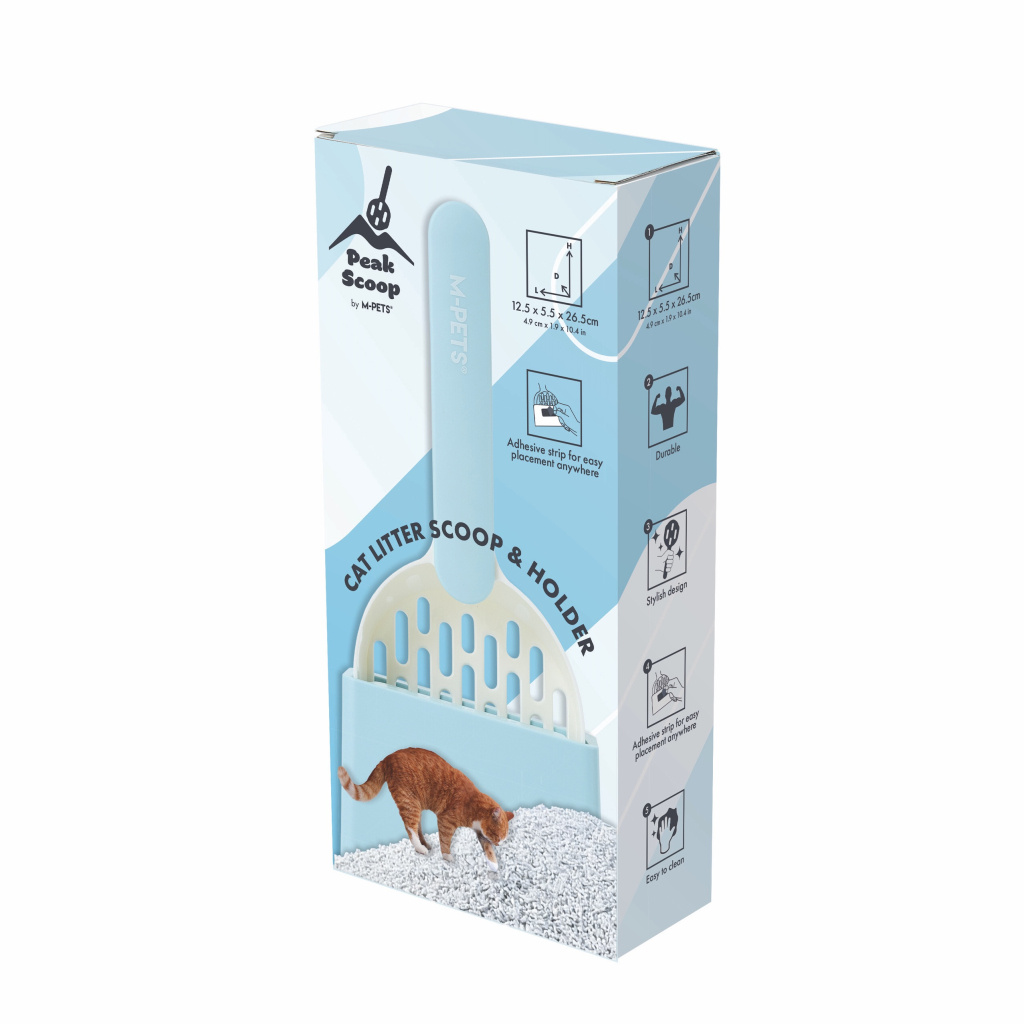 M-Pets Peak Kedi Kumu Küreği Seti 12,5x5,5x26,5cm (Mavi)