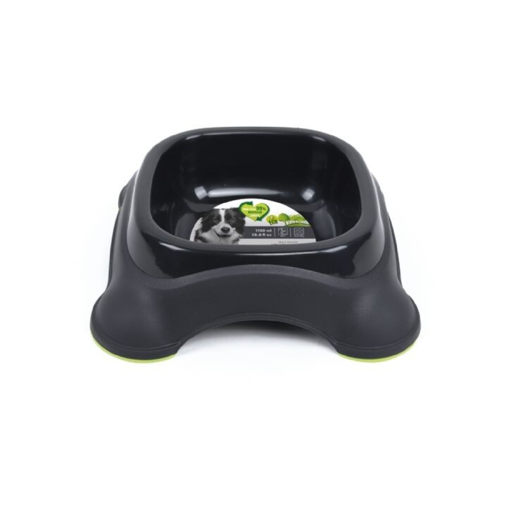 M-Pets Eco Double Köpekler İçin Plastik Mama ve Su Kabı 1150ml (Siyah)