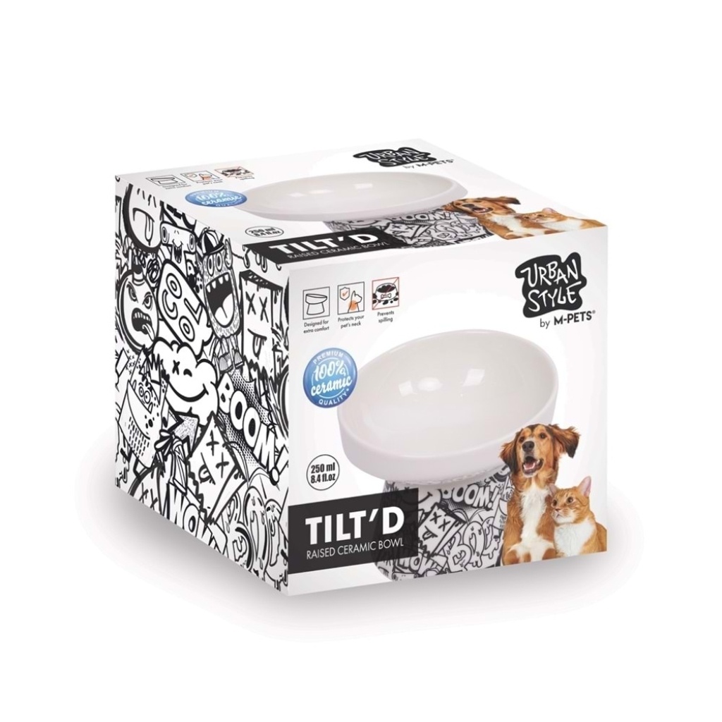 M-Pets Urban Style Kedi ve Köpekler için Seramik Mama ve Su Kabı 12x12,5x9,5 cm (250ml)