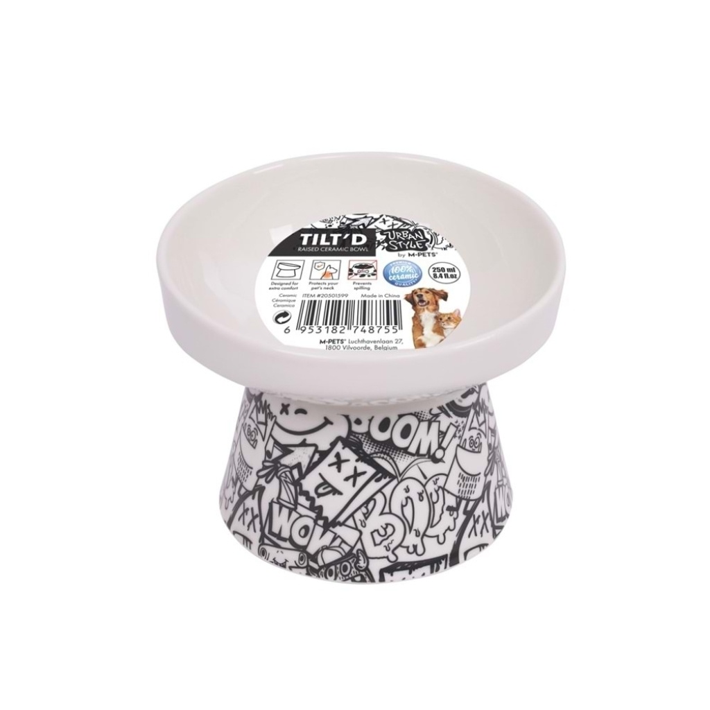 M-Pets Urban Style Kedi ve Köpekler için Seramik Mama ve Su Kabı 12x12,5x9,5 cm (250ml)