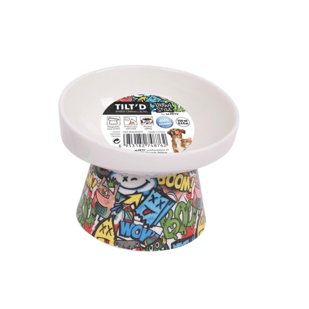 M-Pets Urban Style Kedi ve Köpekler için Seramik Mama ve Su Kabı 12x12,5x9,5 cm (250ml)