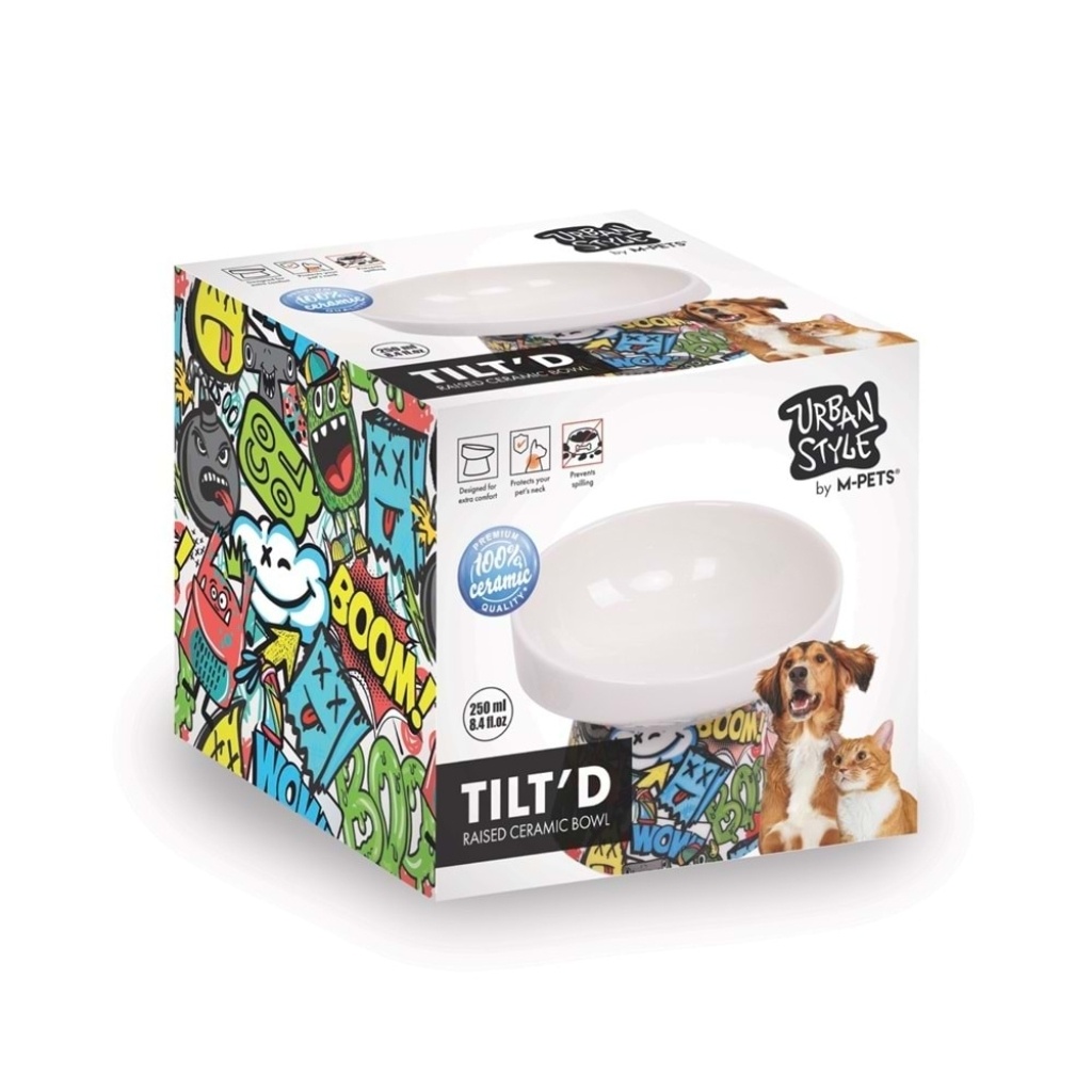 M-Pets Urban Style Kedi ve Köpekler için Seramik Mama ve Su Kabı 12x12,5x9,5 cm (250ml)