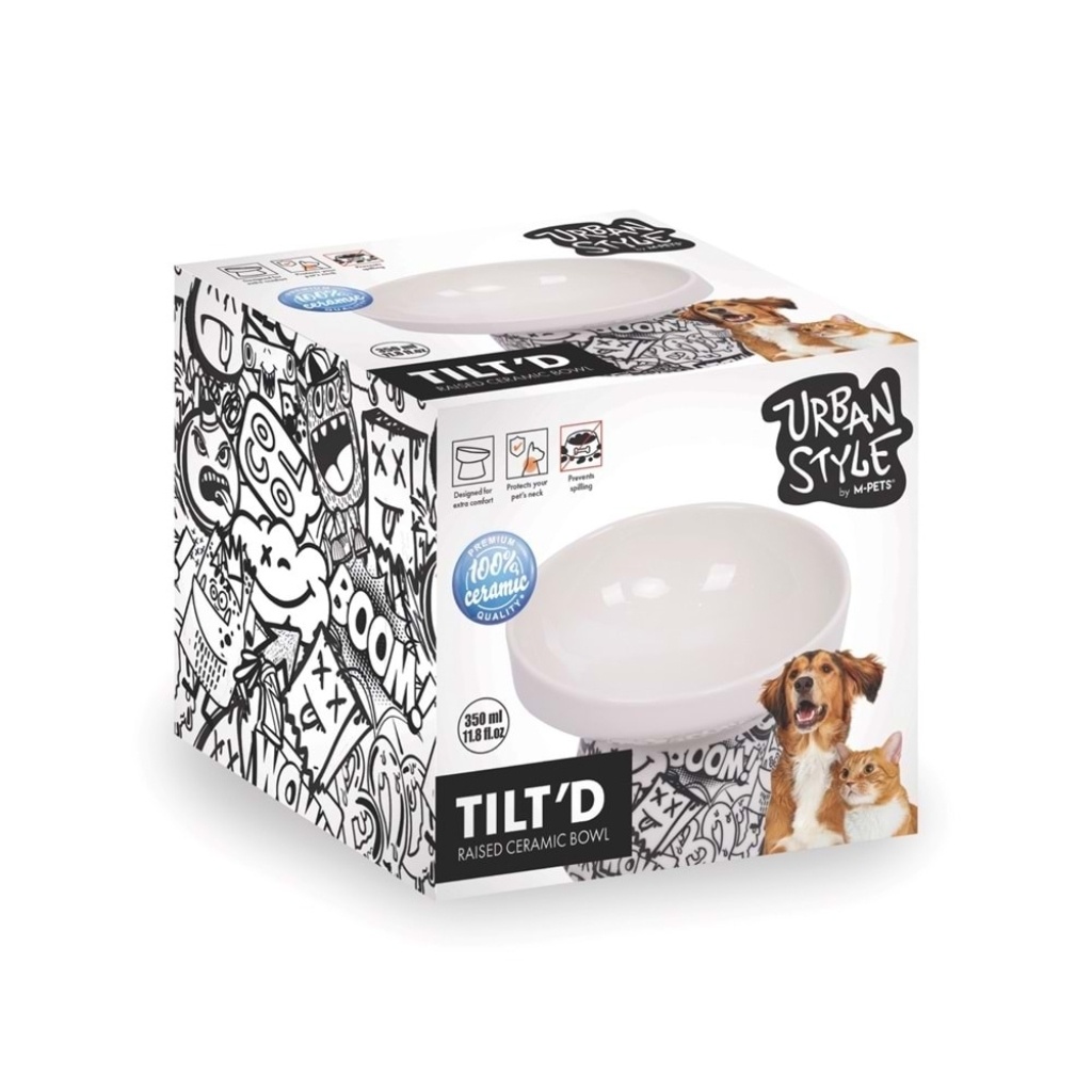 M-Pets Urban Style Kedi ve Köpekl için Seramik Mama ve Su Kabı 14,5x14,5x11,5 cm (350ml)