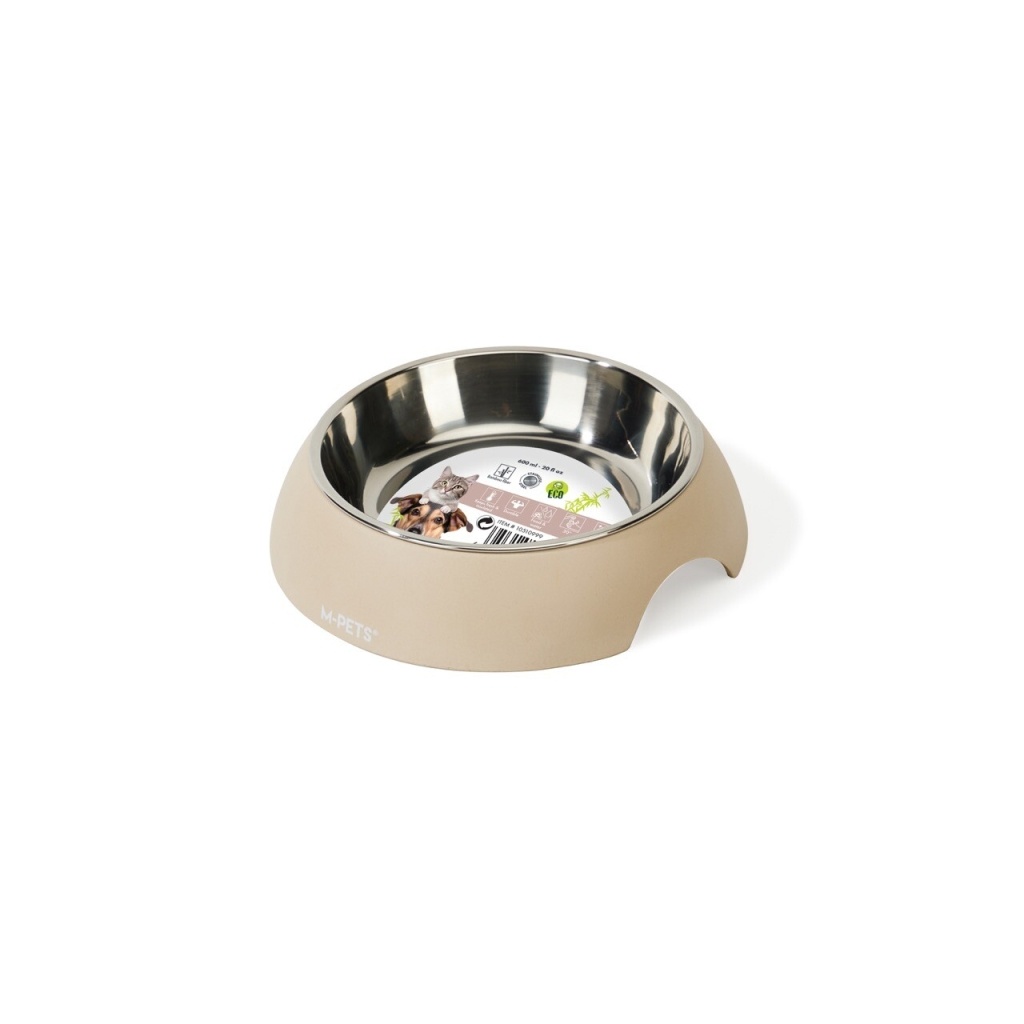 M-Pets Eco Bamboo Mama ve Su Kabı 600ml (Bej)