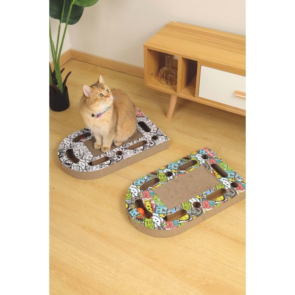 M-Pets Urban Style Freestyle Kedi Karton Tırmalama Tahtası 50x30cm (Renkli)