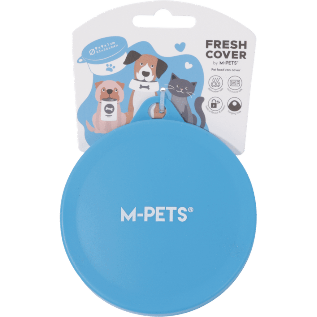 M-Pets Fresh Cover Kedi ve Köpek Konserveleri için Plastik Koruma Kapağı 9x9x1cm (Mavi)