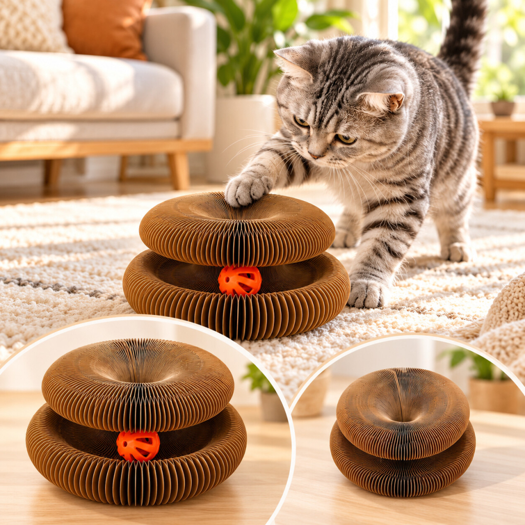MAJO İnteraktif Akordiyon Karton Kedi Tırmalama Oyuncağı