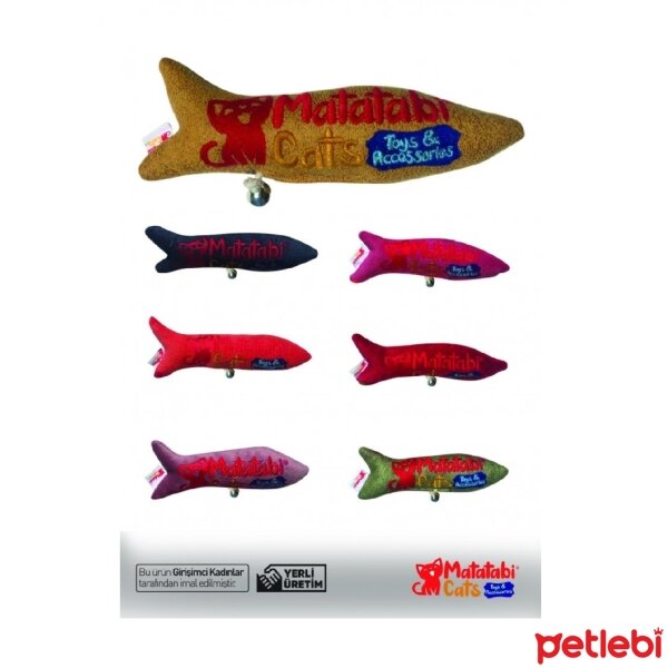 Matatabi Cats Jr.Fish Balık Şeklinde Matatabili Çıngıraklı Peluş Kedi Oyuncağı 14cm (Karışık Renkli)